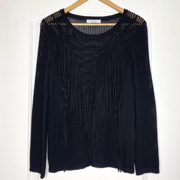 Sandro black fringe sweater size 1 or small